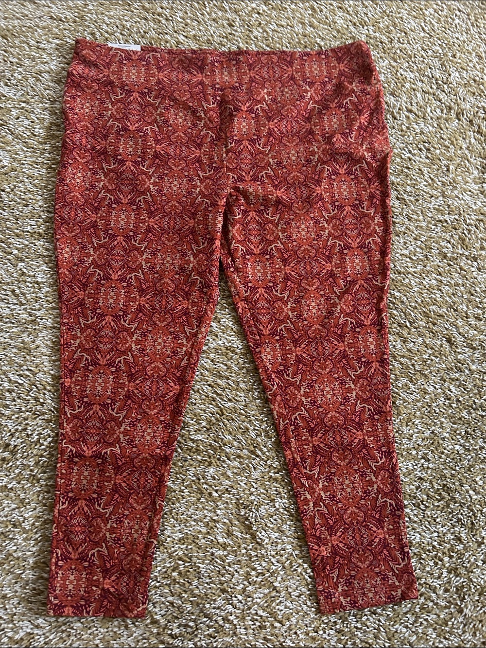 Terra & Sky Red Paisley Print Kids Leggings